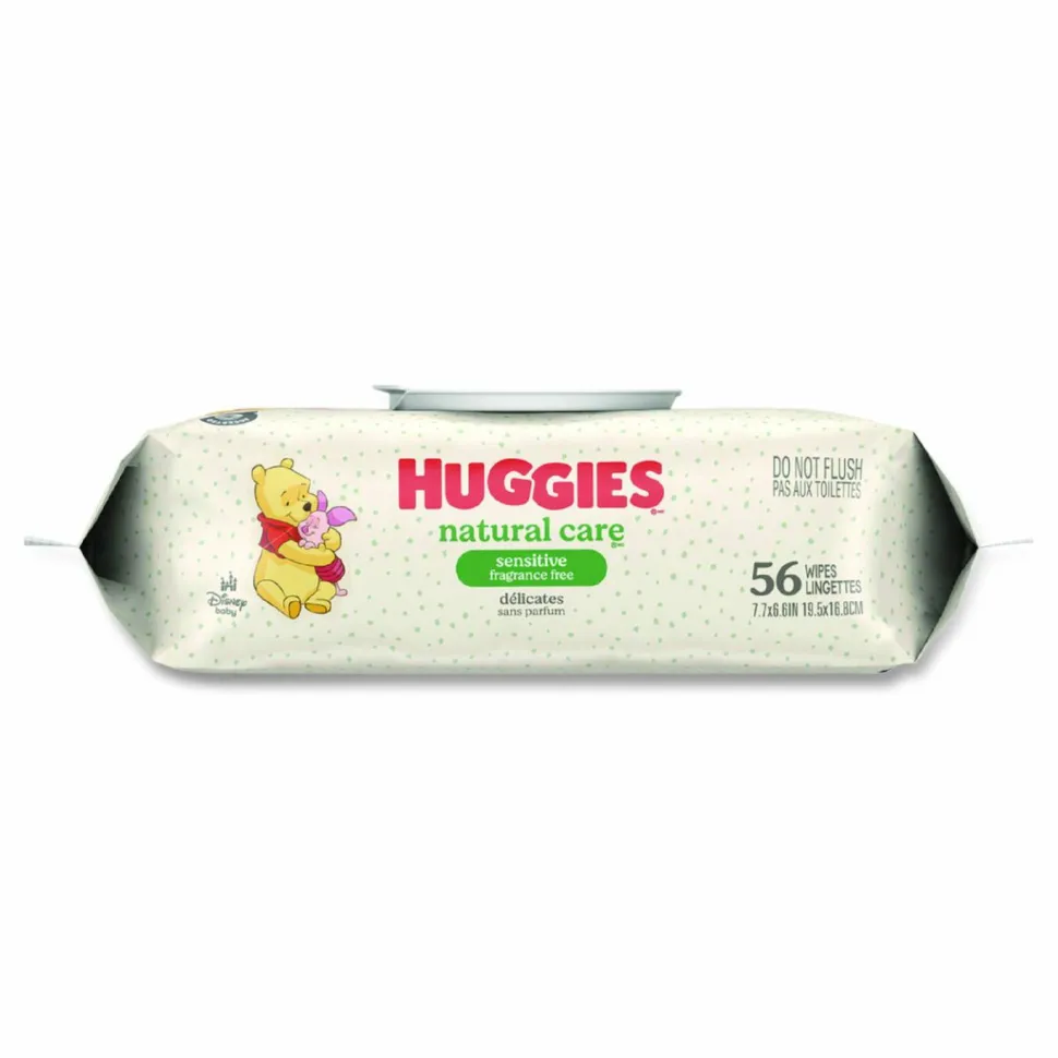 Huggies Natural Care Sensitive Baby Wipes, 6.6 x 6.86, Unscented, White, 56 Wipes/Pack, 3 Packs/Carton