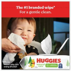 Huggies Natural Care Sensitive Baby Wipes, 1-Ply, 3.88 x 6.6, Unscented, White, 184/Pack, 3 Packs/Carton