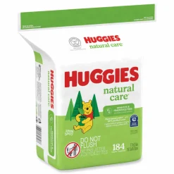 Huggies Natural Care Sensitive Baby Wipes, 1-Ply, 3.88 x 6.6, Unscented, White, 184/Pack, 3 Packs/Carton