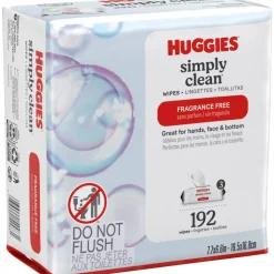 Huggies Simply Clean Wipes, White, 64 Sheets Per Box, Pack Of 3 Boxes