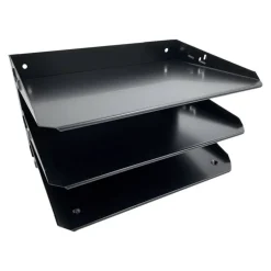 Huron Horizontal Slots Desk Organizer, 6 Compartment(s), Horizontal, 6"H x 12"W x 8.75"D, Durable, Black, Steel