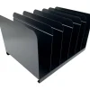 Huron 6-slot Vertical Book Rack, 6 Compartment(s), Vertical, 9"H x 15"W x 11"D, Durable, Black, Steel