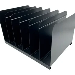 Huron 6-slot Vertical Book Rack, 6 Compartment(s), Vertical, 9"H x 15"W x 11"D, Durable, Black, Steel