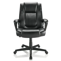 Hurston Bonded Leather High-Back Executive Office Chair, Black, BIFMA Compliant