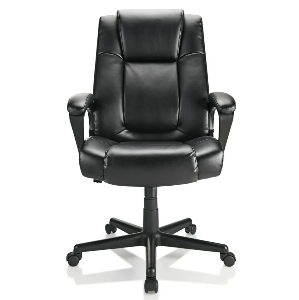 Hurston Bonded Leather High-Back Executive Office Chair, Black, BIFMA Compliant
