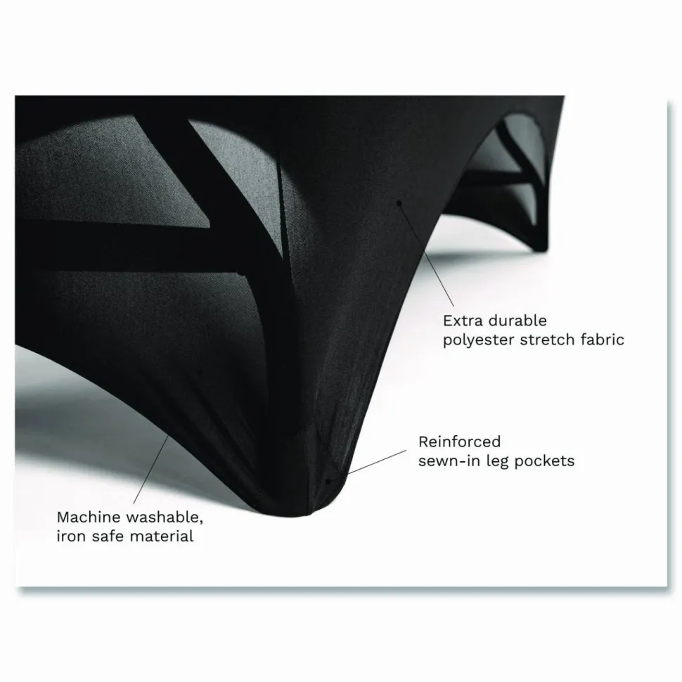Iceberg Fabric Table Cover, 30" x 72", Black