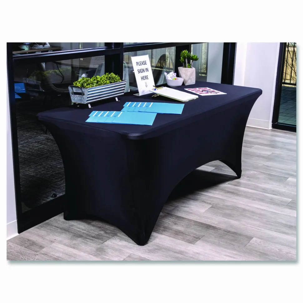 Iceberg Fabric Table Cover, 30" x 72", Black