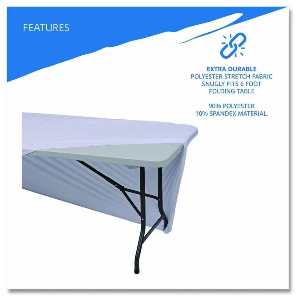 Iceberg Stretch Fabric Table Cloth, 72" x 30", White