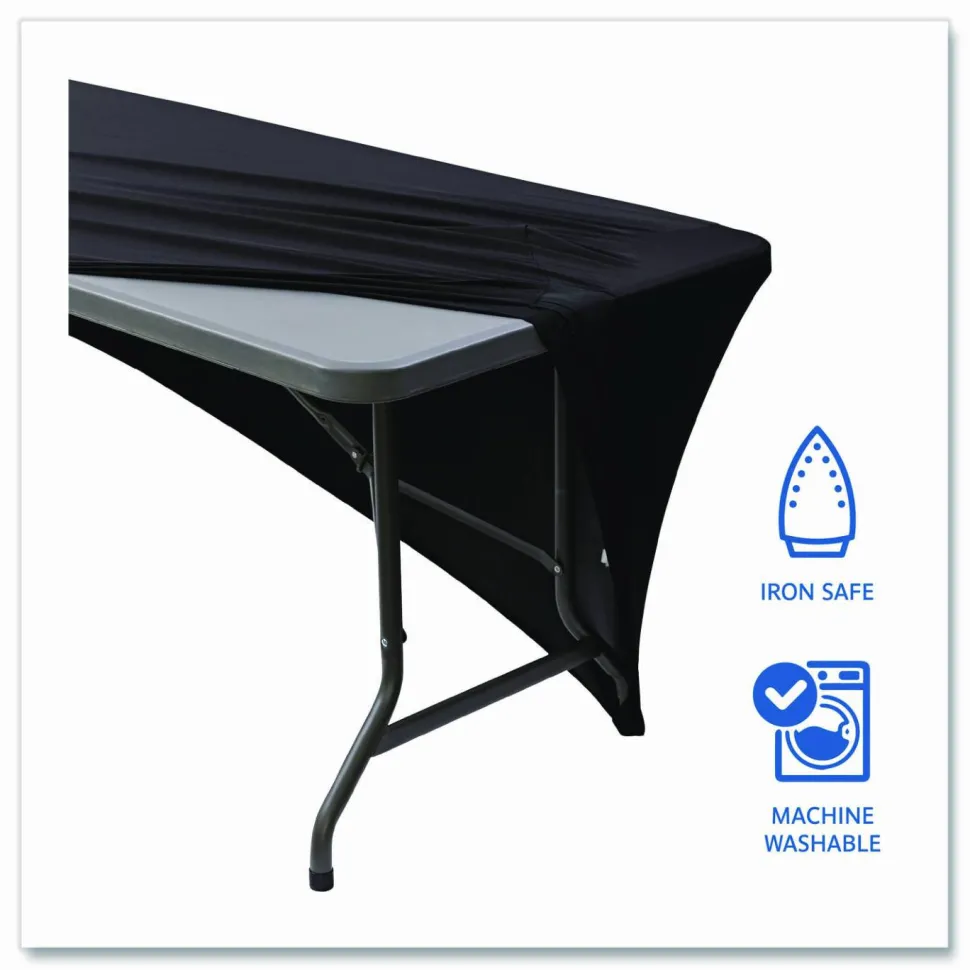Iceberg Stretch Fabric Table Cover, 96" x 30", Black