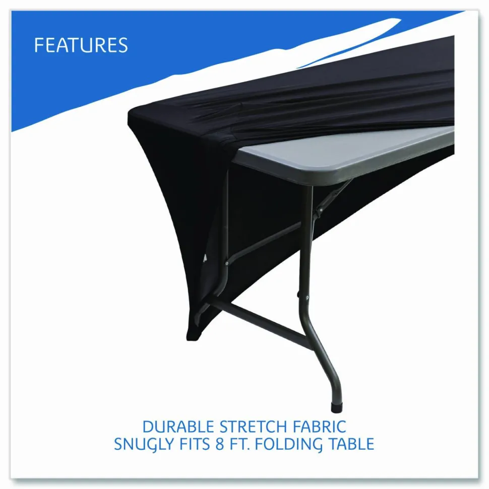 Iceberg Stretch Fabric Table Cover, 96" x 30", Black