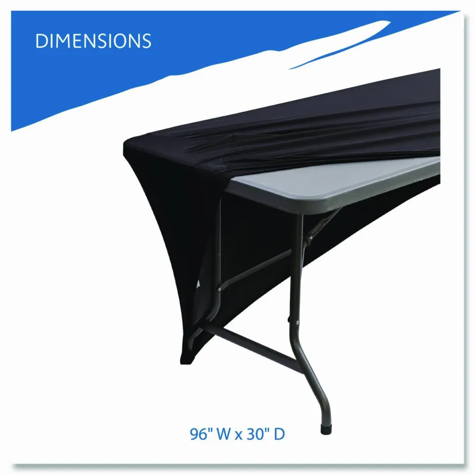 Iceberg Stretch Fabric Table Cover, 96" x 30", Black