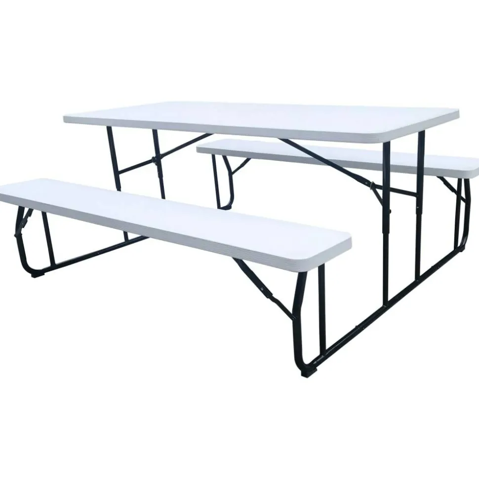 Iceberg Folding Picnic Table, 17.5"H x 72"W x 12"D Bench, 29"H x 72"W x 29"D Table Top