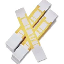 Iconex Color-Coded Kraft Currency Straps, Self-Adhesive, Tens, $1,000 Strap, Yellow/White, 1,000/Pack