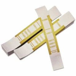 Iconex Dark Yellow Currency Strap, Self-Adhesive, Hundreds, $10,000 Strap, Mustard/White, 1,000/Pack