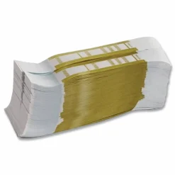 Iconex Dark Yellow Currency Strap, Self-Adhesive, Hundreds, $10,000 Strap, Mustard/White, 1,000/Pack