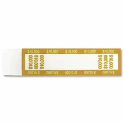 Iconex Dark Yellow Currency Strap, Self-Adhesive, Hundreds, $10,000 Strap, Mustard/White, 1,000/Pack