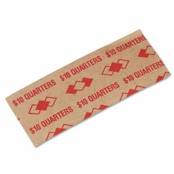 Iconex Tubular Coin Wrappers, Quarters, Orange/Kraft, 1,000/Pack