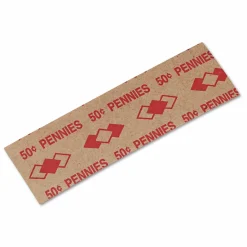 Iconex Tubular Coin Wrappers, Pennies, Red/Kraft, 1,000/Pack