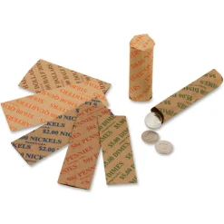 Iconex Tubular Coin Wrappers, Pennies, Red/Kraft, 1,000/Pack