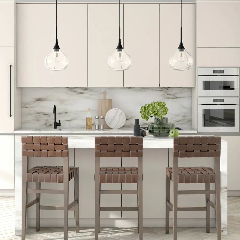 Ida 9.5" Wide Pendant with Glass Shade in Matte Black/Clear