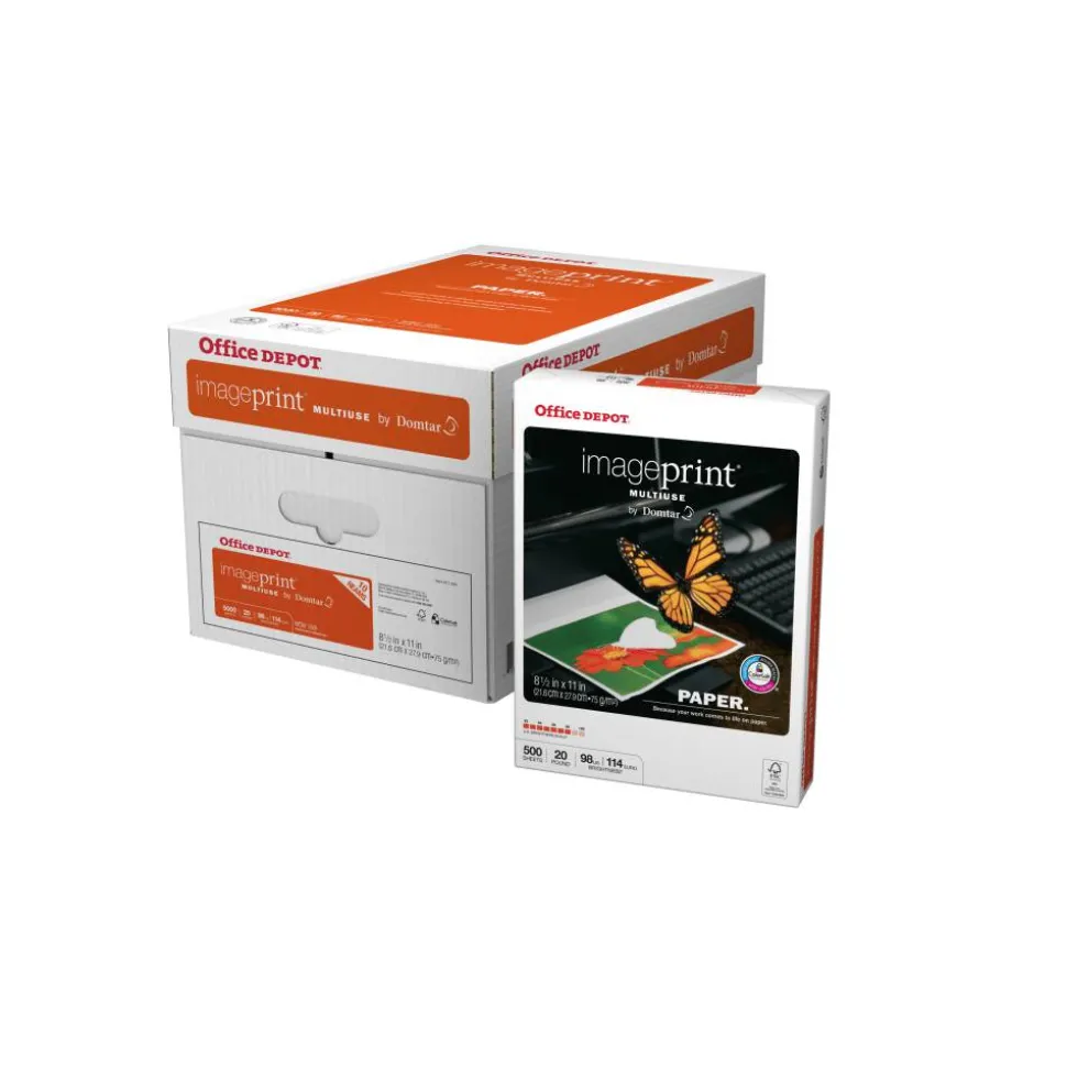 ImagePrint Multi-Use Printer & Copy Paper, White, Letter (8.5" x 11"), 5000 Sheets Per Case, 20 Lb, 98 Brightness, FSC Certified