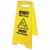 Impact English/Spanish Wet Floor Sign - 1 Each - Caution Wet Floor Print/Message - 1" Width x 24.6" Height - Rectangular Shape - Impact Resistant, Foldable - Vinyl - Black, Yellow