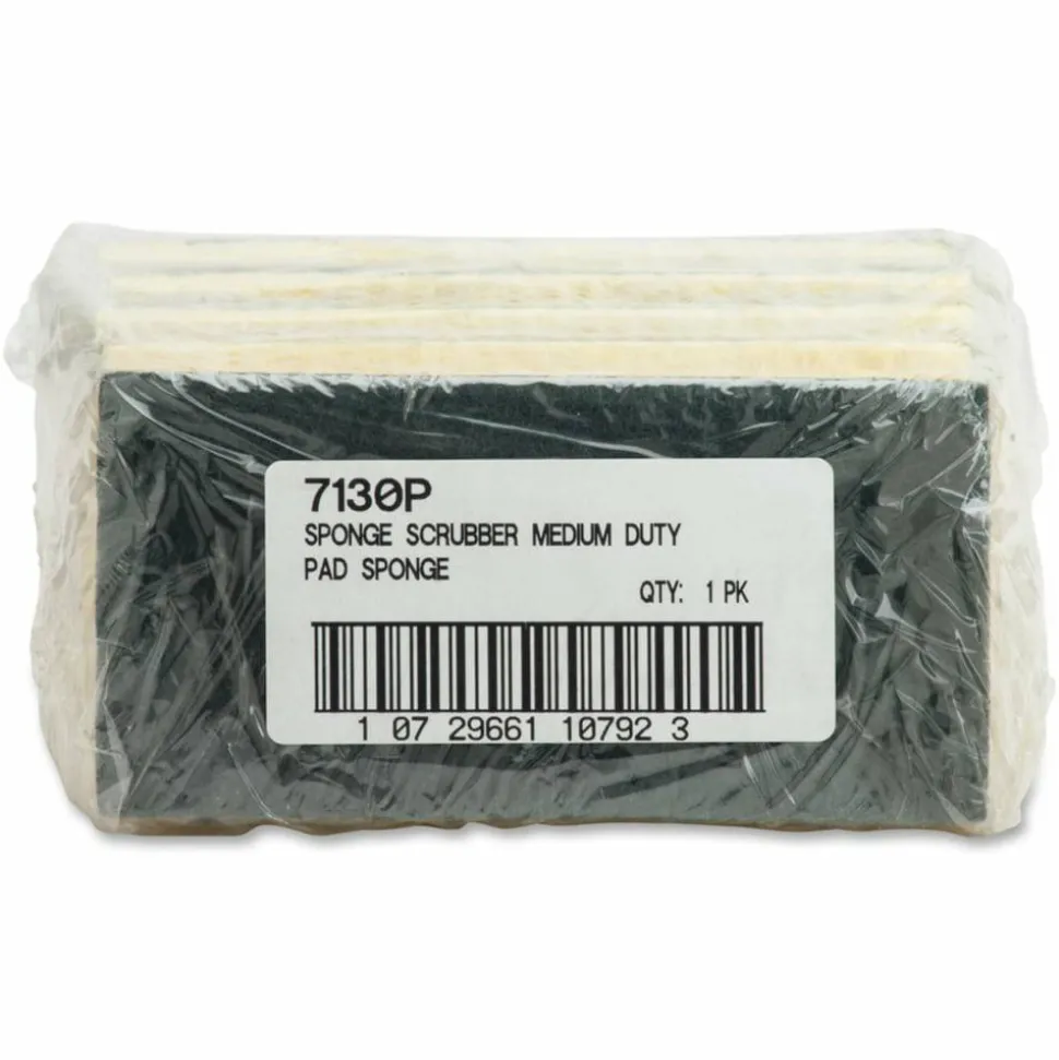 Impact Cellulose Scrubber Sponge, 0.9"H x 3.2"W x 6.3"L, 5 / Pack, Cellulose, Yellow, Green