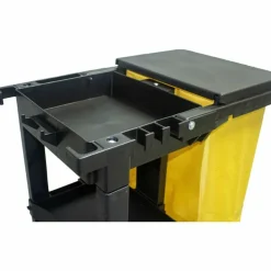 Impact Janitorial Cart, Plastic, 3 Shelves, 1 Bin, 20.5" x 48" x 38", Yellow