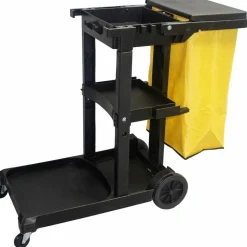 Impact Janitorial Cart, Plastic, 3 Shelves, 1 Bin, 20.5