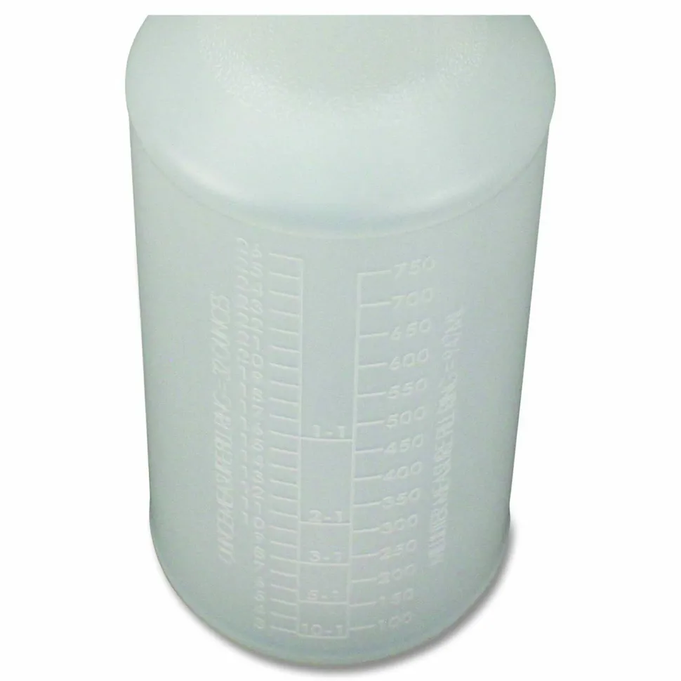 Impact Plastic Bottles With Graduations, 32 Oz, Clear, Carton Of 12 Bottles