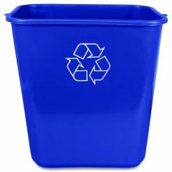 Impact Soft-Sided Recycle Logo Plastic Wastebasket, 28 qt, Polyethylene, Blue