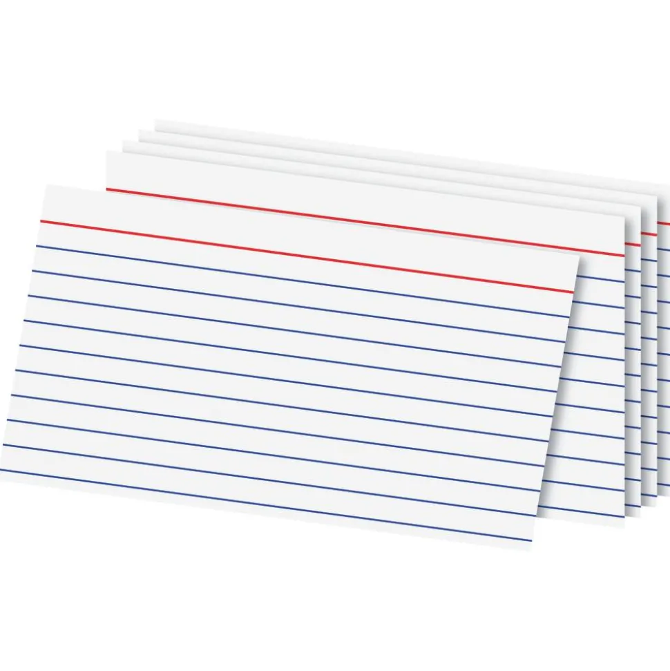 Index Cards, 3" x 5", Ruled, White, 100