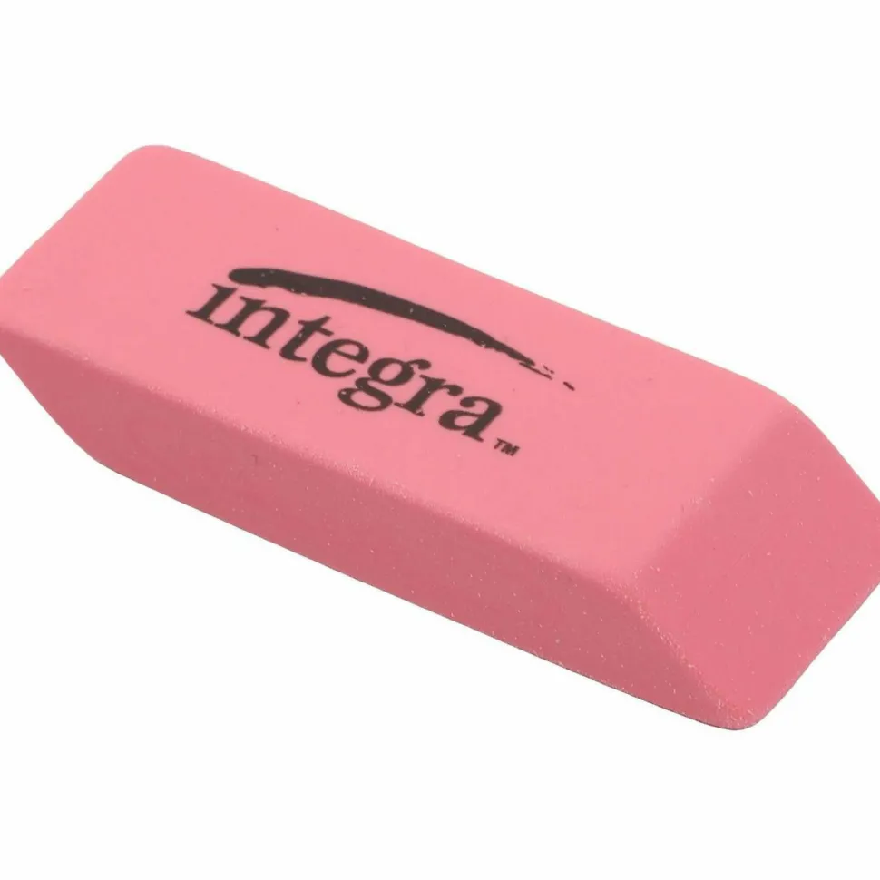 Integra Beveled End Medium Eraser, 4/5" x 2" x 2/5", Pink