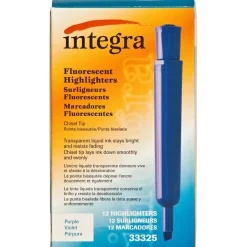 Integra Chisel Desk Liquid Highlighters - Chisel Marker Point Style - Purple - 1 Dozen