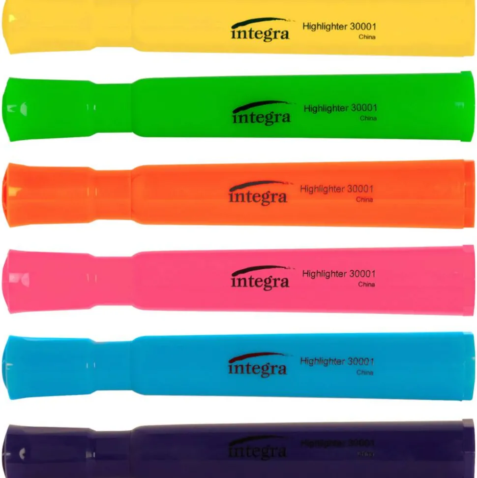 Integra Chisel Desk Liquid Highlighters, Assorted Colors, Pack Of 6