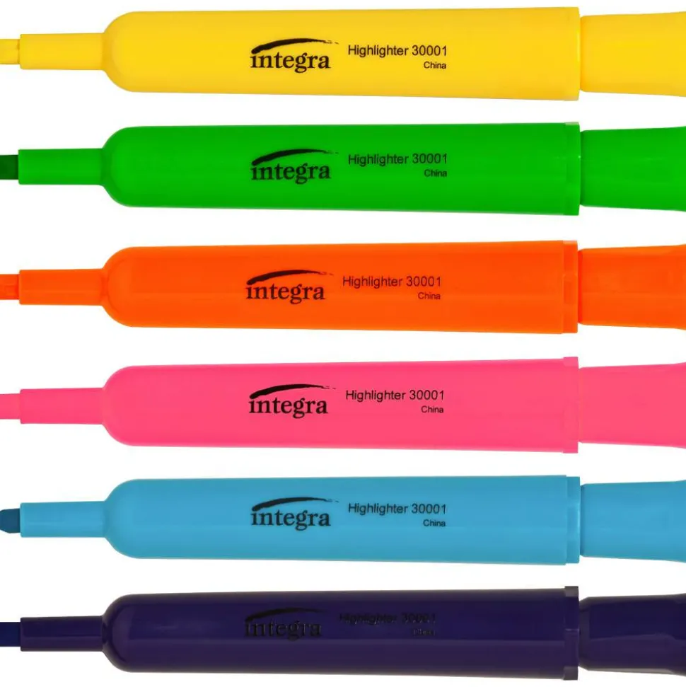 Integra Chisel Desk Liquid Highlighters, Assorted Colors, Pack Of 6