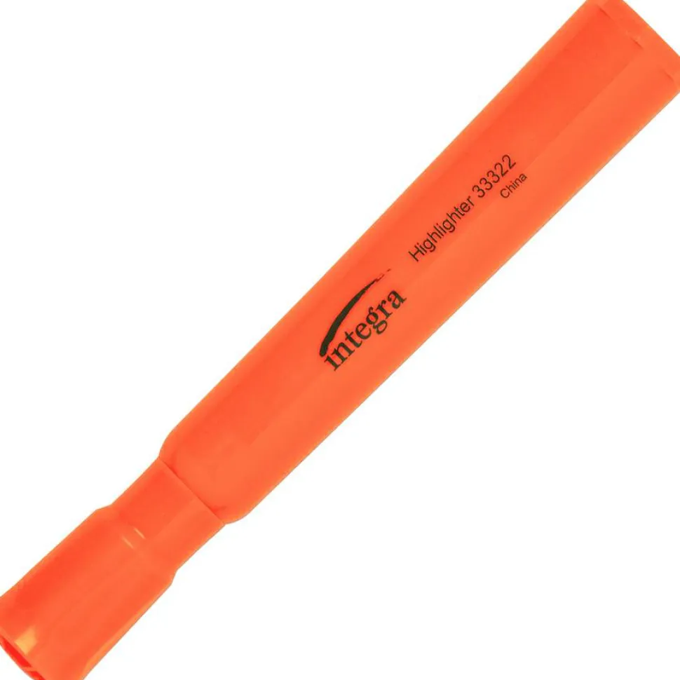 Integra Chisel Desk Liquid Highlighters - Chisel Marker Point Style - Fluorescent Orange - 1 Dozen