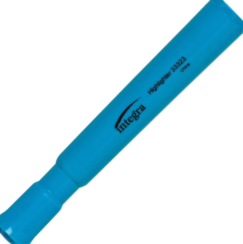 Integra Desk Chisel Highlighter, Fluorescent Blue, Pack Of 12