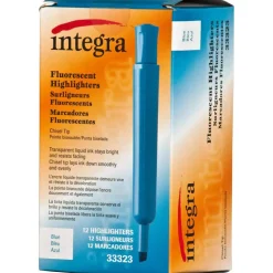 Integra Desk Chisel Highlighter, Fluorescent Blue, Pack Of 12