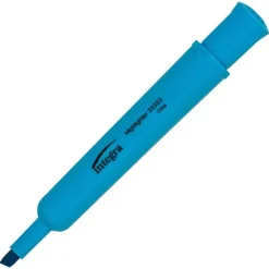 Integra Desk Chisel Highlighter, Fluorescent Blue, Pack Of 12