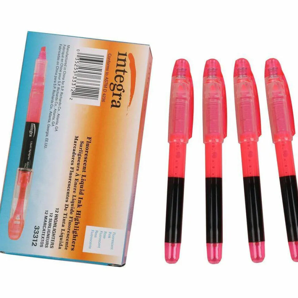 Integra Liquid Highlighters - Chisel Marker Point Style - Fluorescent Pink - 1 Dozen