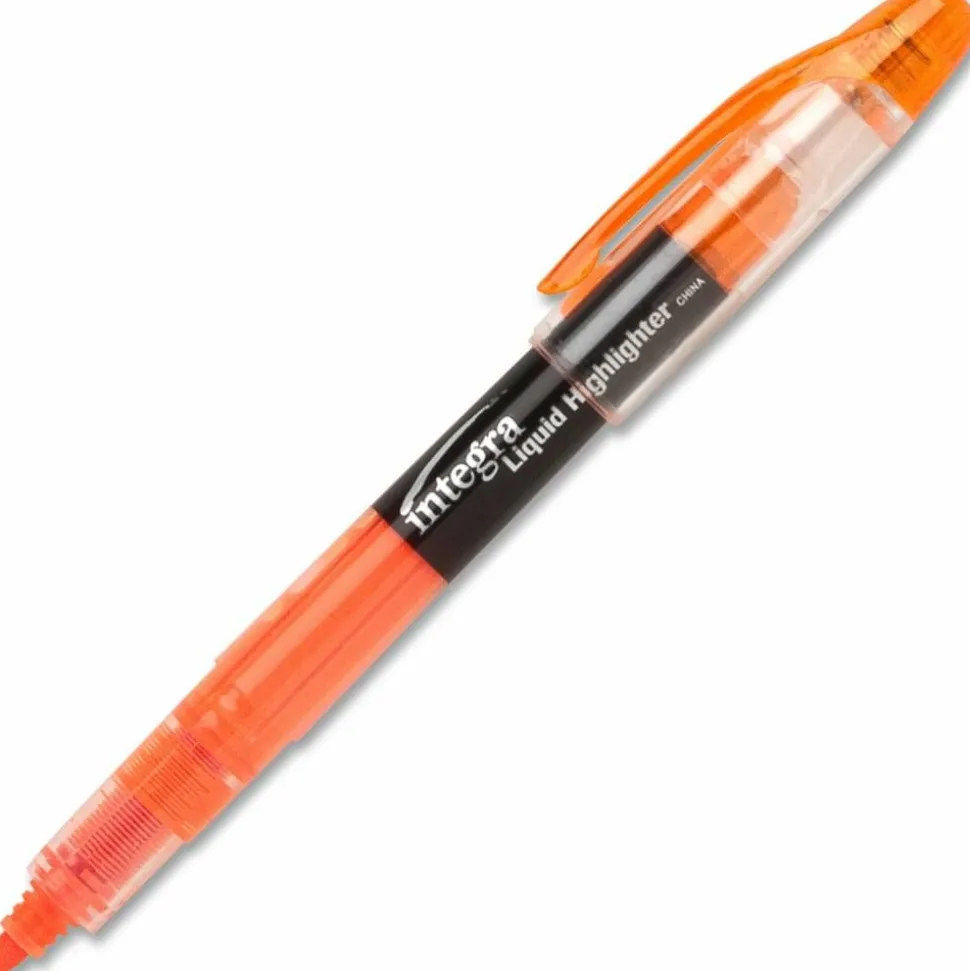 Integra Liquid Highlighters - Chisel Marker Point Style - Fluorescent Orange - 1 Dozen