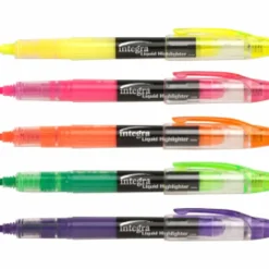 Integra Liquid Highlighters - Fine Marker Point - Chisel Marker Point Style - Assorted - 5 / Set