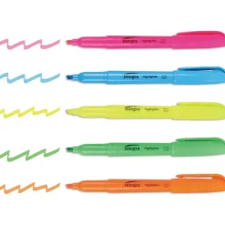 Integra Pen Style Fluorescent Highlighters - Chisel Point Style - Assorted - 5 / Set