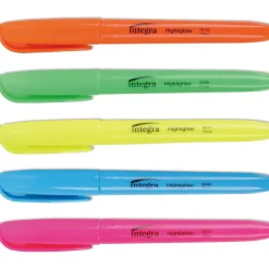 Integra Pen Style Fluorescent Highlighters - Chisel Point Style - Assorted - 5 / Set