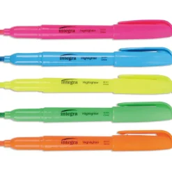 Integra Pen Style Fluorescent Highlighters - Chisel Point Style - Assorted - 5 / Set
