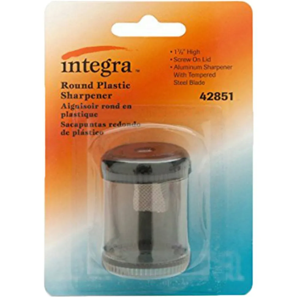 Integra Round Pencil Sharpener, 1 7/8"H, Black