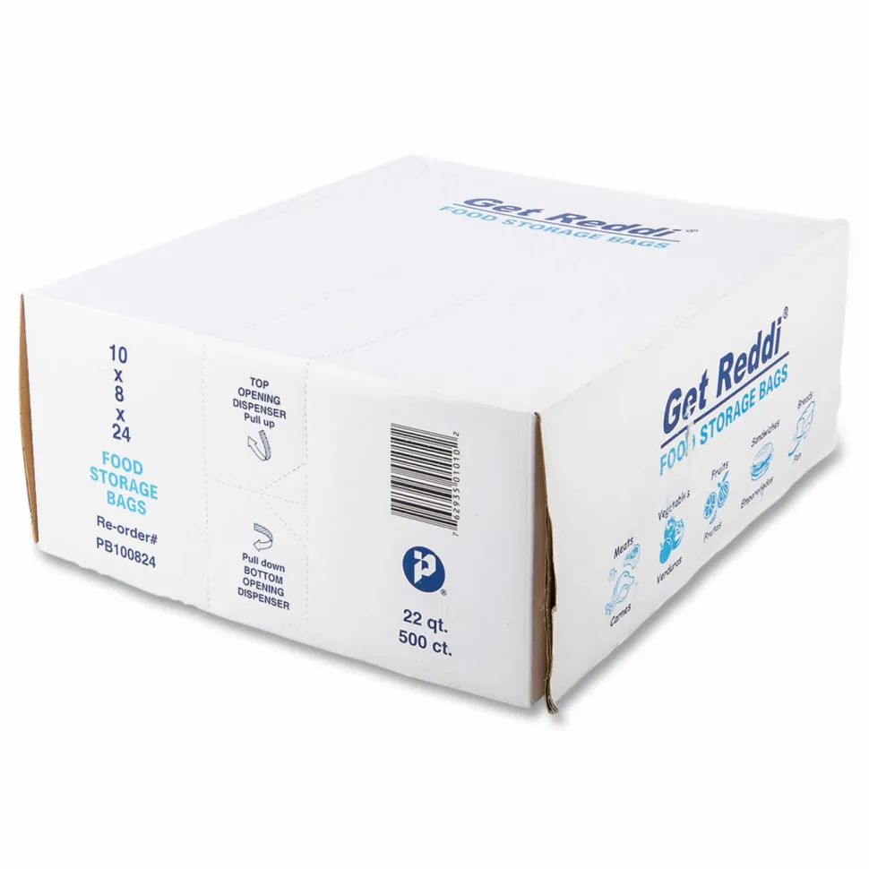 Inteplast Group Food Bags, 5.5 Gallon, 10" x 8" x 24", Clear, 500/Carton