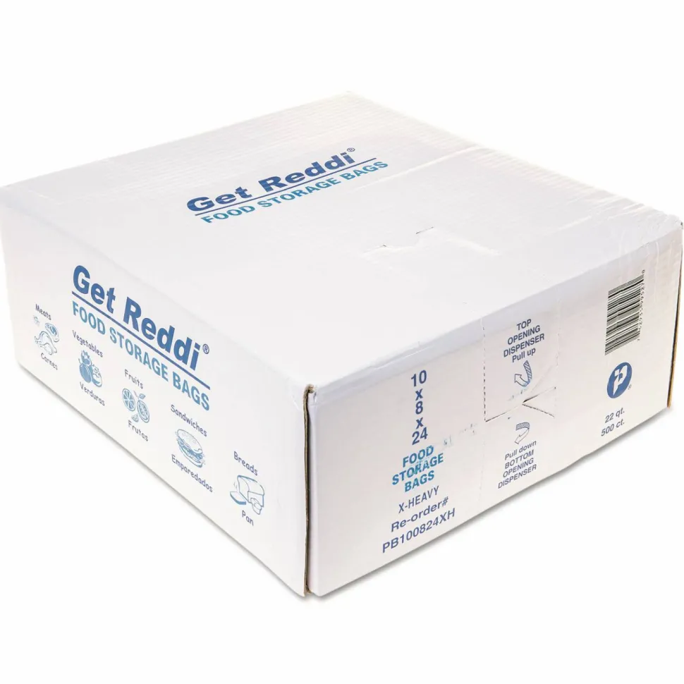 Inteplast Group Food Bags, 5.5 gal, 10" x 8" x 24", Clear, 500/Carton