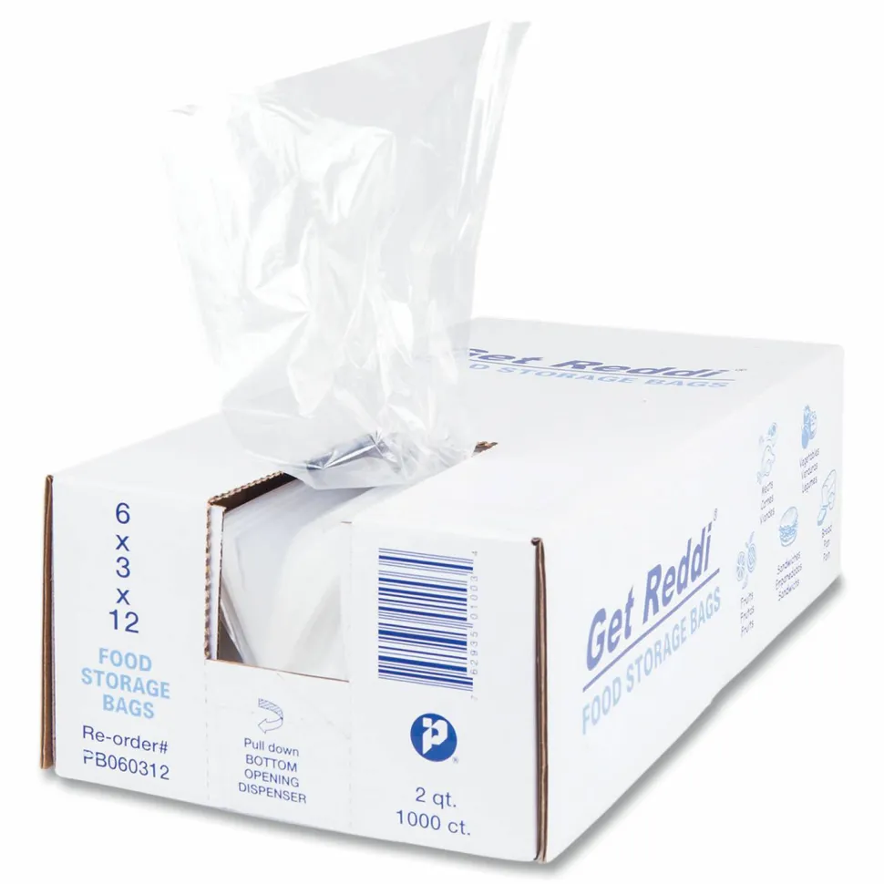 Inteplast Group Food Bags, 64 oz, 6" x 3" x 12", Clear, 1,000/Carton